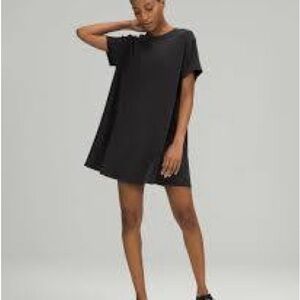 Lululemon All Yours Tee Dress Pima Cotton Black A Line Swing Size 8 $98